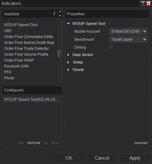 NTDUP Speed Test parameters